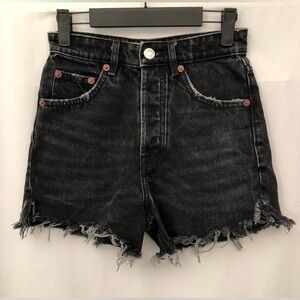 Zara Buttonfly Black Denim Cutoff Jean Shorts Size 2